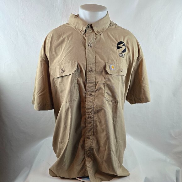 Carhartt Force Shirt Mens 3XL Beige Button Down Relaxed Fit Lightweight Workwear - Picture 1 of 8